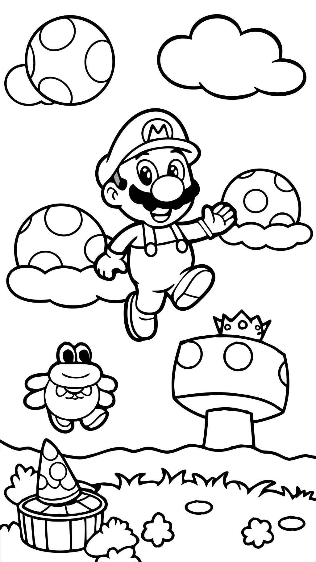 Páginas para colorear de Mario Yoshi